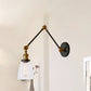 Frendorf | Tapered Bijzet Wandlamp Antiek Helder Glas 1 Licht Zwart/Zilver/Messing Wandlamp met Swingarm