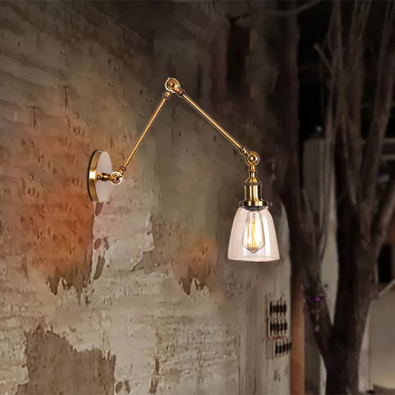 Frendorf | Tapered Bijzet Wandlamp Antiek Helder Glas 1 Licht Zwart/Zilver/Messing Wandlamp met Swingarm