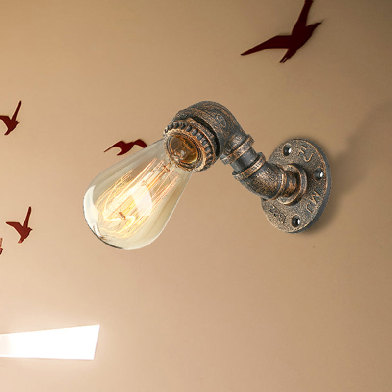 Frendorf | 1 Licht Wandlamp met Pijpontwerp Smeedijzeren Industriële Rustieke Trap Wandlamp Verlichting in Koper/Bronze