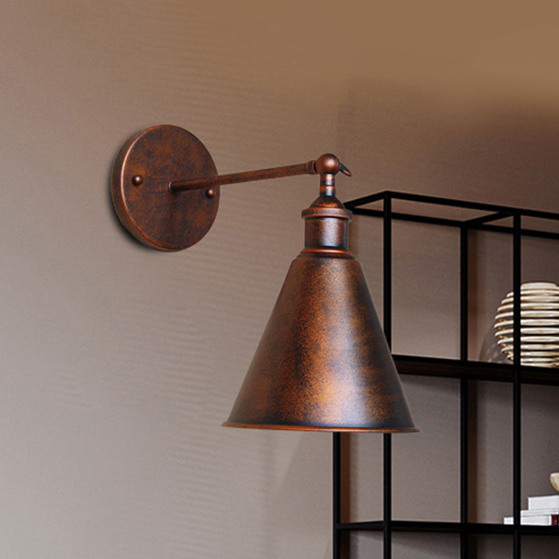 Schwarz/Rost 1 Kopf Wandlampe Landhausstil Schmiedeeisen konisch verstellbare Wandleuchte für den Außenbereich