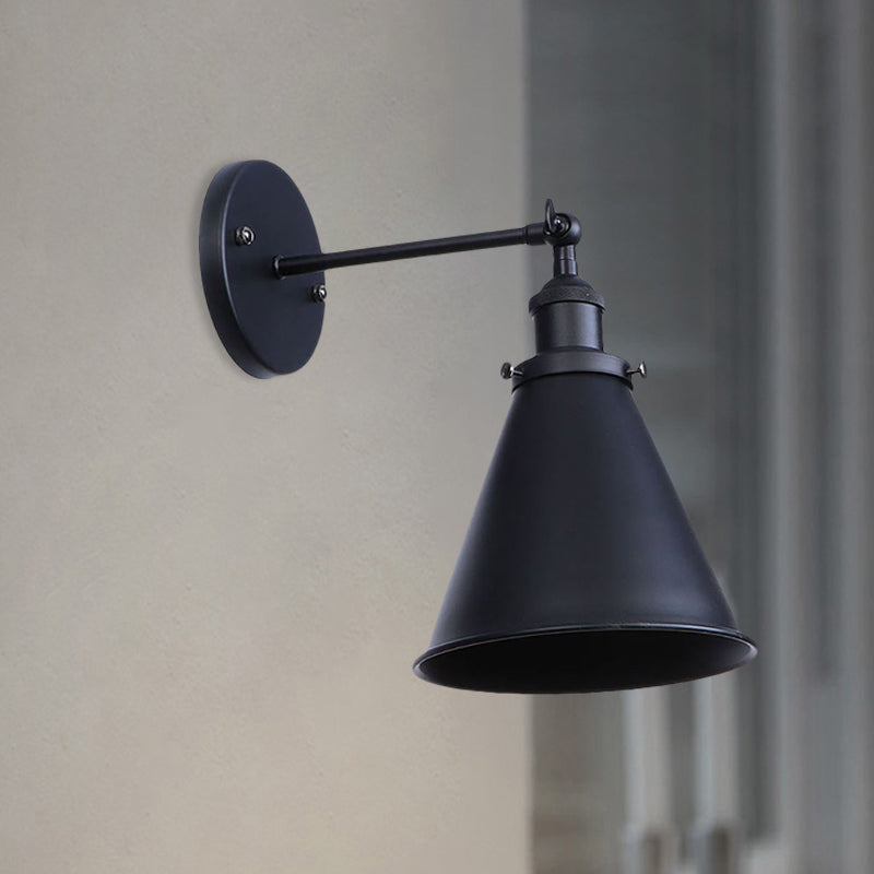 Schwarz/Rost 1 Kopf Wandlampe Landhausstil Schmiedeeisen konisch verstellbare Wandleuchte für den Außenbereich