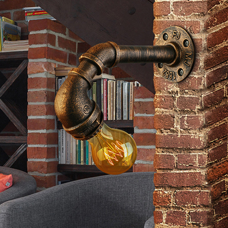 Frendorf | Gietijzeren bronzen wandlamp met waterpijp 1 licht industriële mini wandlampverlichting
