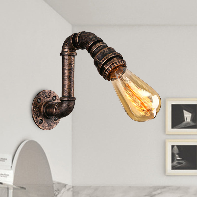 Frendorf | Gietijzeren bronzen wandlamp met waterpijp 1 licht industriële mini wandlampverlichting