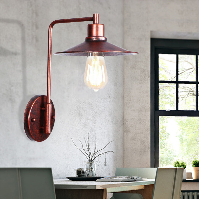 Frendorf | Een Bulb Wandlamp met Kegel/Dome/Brede Flair Schaduw Metaal Industriële Eetkamer Lichtarmatuur in Koper