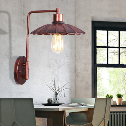 Frendorf | Een Bulb Wandlamp met Kegel/Dome/Brede Flair Schaduw Metaal Industriële Eetkamer Lichtarmatuur in Koper