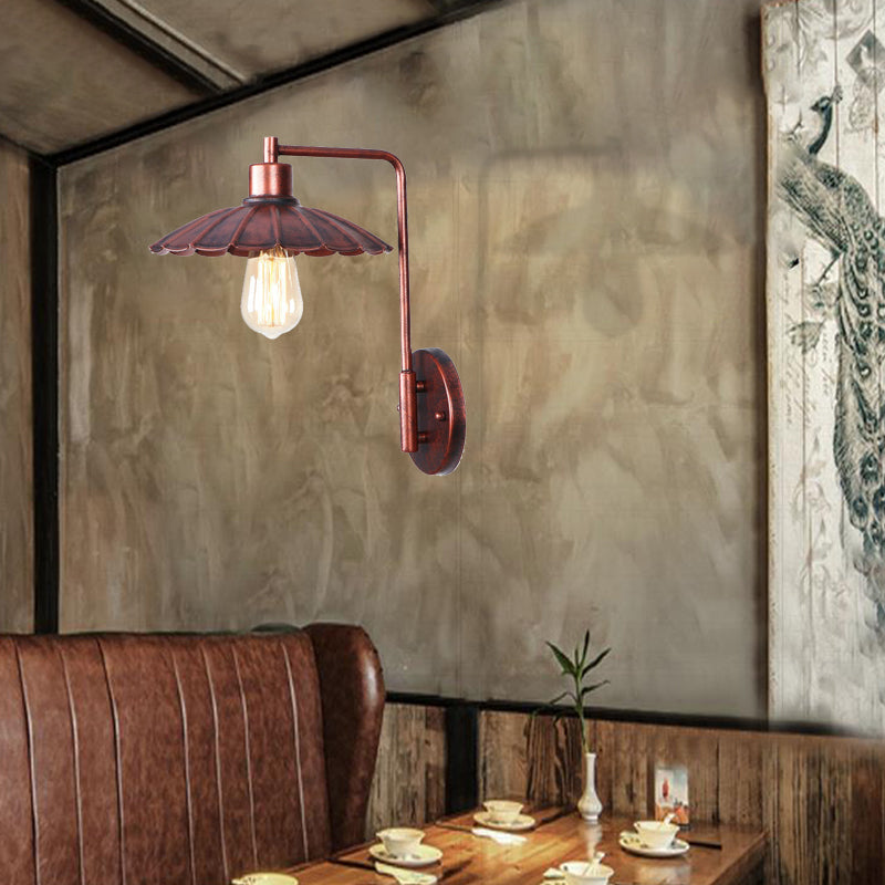 Frendorf | Een Bulb Wandlamp met Kegel/Dome/Brede Flair Schaduw Metaal Industriële Eetkamer Lichtarmatuur in Koper