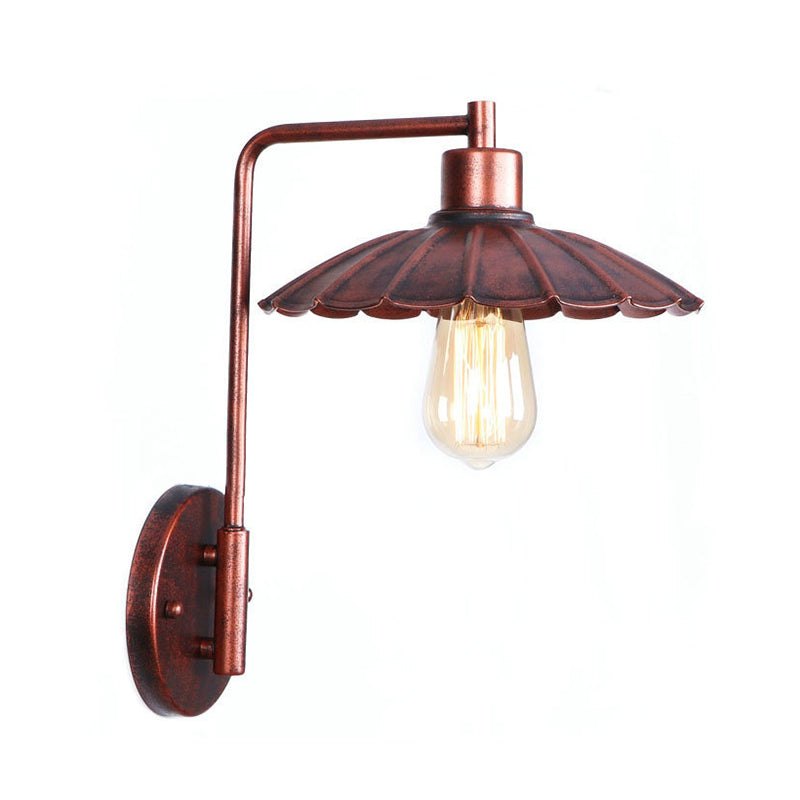 Frendorf | Een Bulb Wandlamp met Kegel/Dome/Brede Flair Schaduw Metaal Industriële Eetkamer Lichtarmatuur in Koper