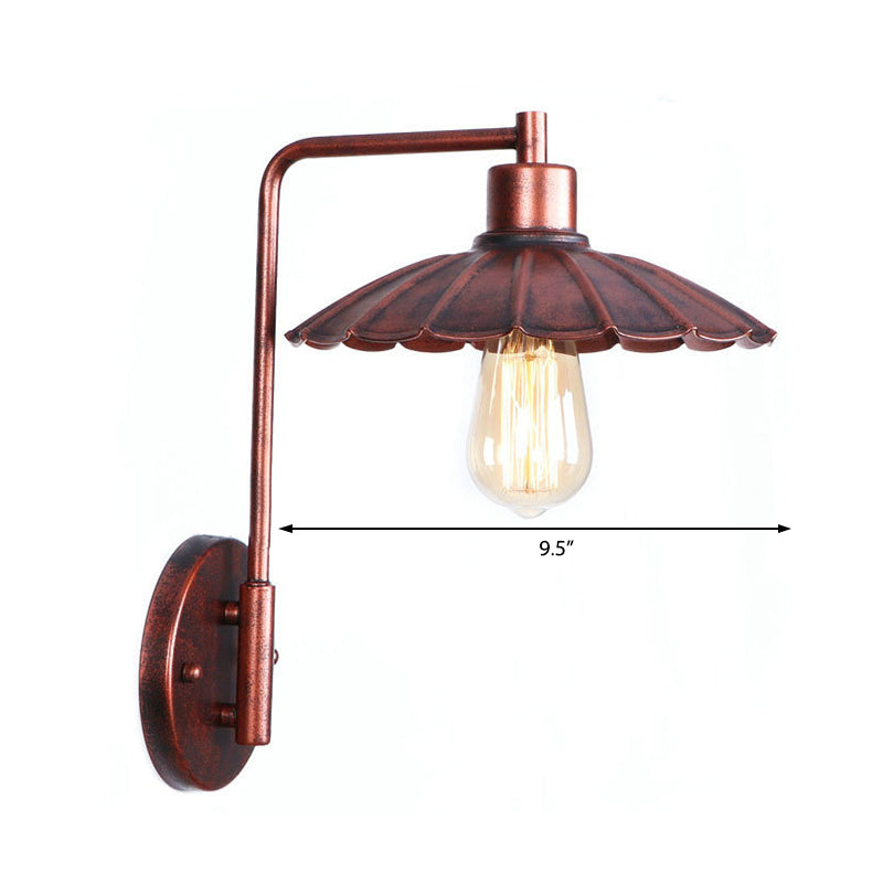 Frendorf | Een Bulb Wandlamp met Kegel/Dome/Brede Flair Schaduw Metaal Industriële Eetkamer Lichtarmatuur in Koper