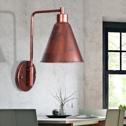 Frendorf | Een Bulb Wandlamp met Kegel/Dome/Brede Flair Schaduw Metaal Industriële Eetkamer Lichtarmatuur in Koper