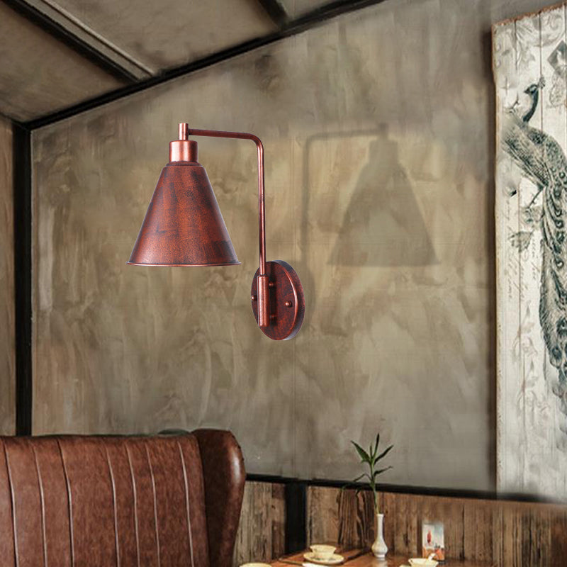 Frendorf | Een Bulb Wandlamp met Kegel/Dome/Brede Flair Schaduw Metaal Industriële Eetkamer Lichtarmatuur in Koper