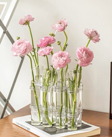 Flexibler Blumenvasen mit Scharnieren | Moderne Glasrohrvase