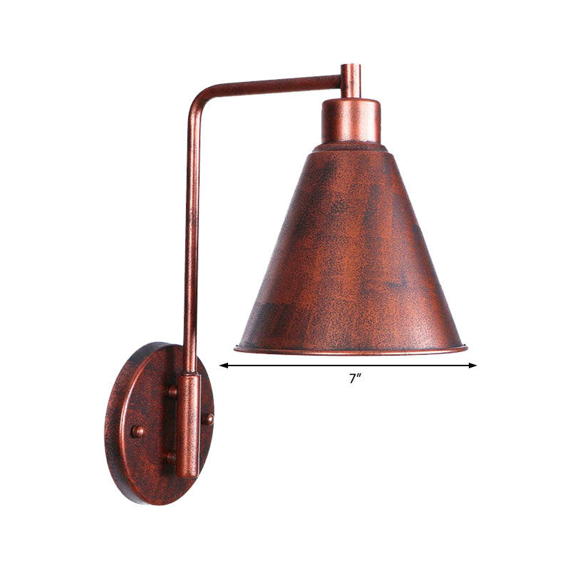 Frendorf | Een Bulb Wandlamp met Kegel/Dome/Brede Flair Schaduw Metaal Industriële Eetkamer Lichtarmatuur in Koper