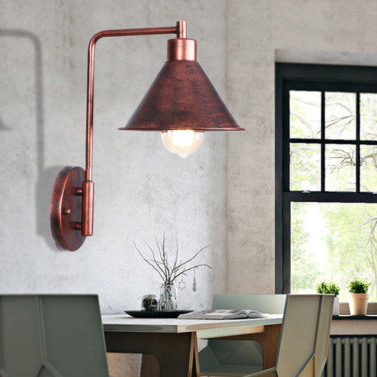 Frendorf | Een Bulb Wandlamp met Kegel/Dome/Brede Flair Schaduw Metaal Industriële Eetkamer Lichtarmatuur in Koper
