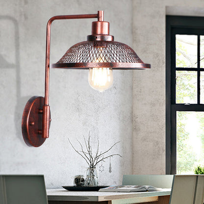 Frendorf | Een Bulb Wandlamp met Kegel/Dome/Brede Flair Schaduw Metaal Industriële Eetkamer Lichtarmatuur in Koper