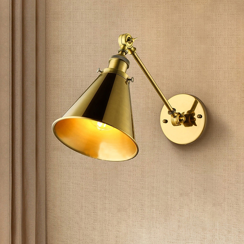 Frendorf | Konisch Wohnzimmer Wandbeleuchtung Industriestil Metallisch 1 Kopf Messing/Bronze Wandmontage Licht
