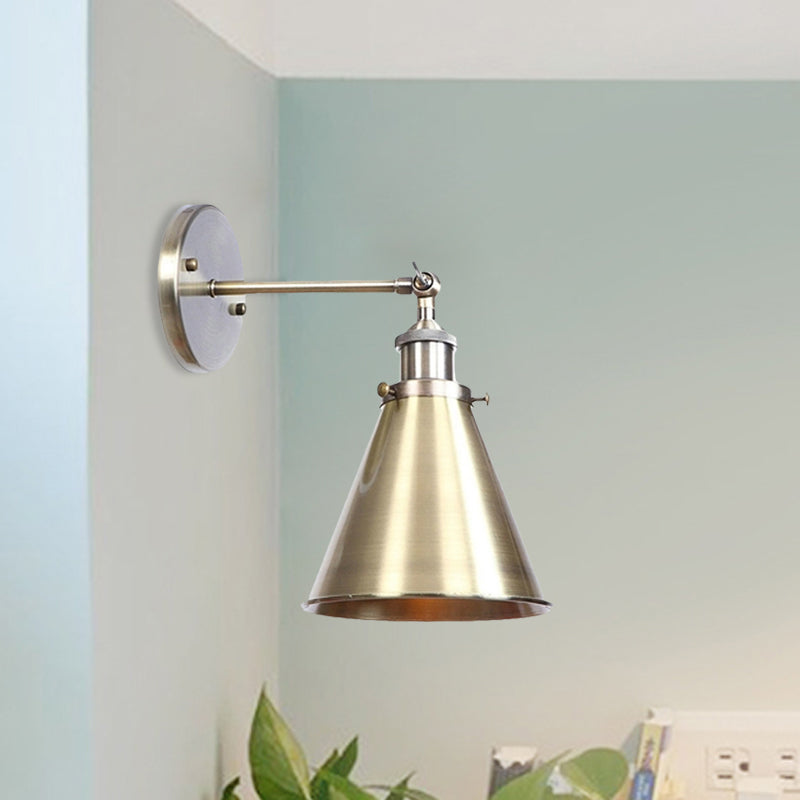 Frendorf | Konisch Wohnzimmer Wandbeleuchtung Industriestil Metallisch 1 Kopf Messing/Bronze Wandmontage Licht