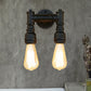 Frendorf | Industriële Bare Bulb Wandlamp Verlichting met Waterpijp 2 Lichten Metallic Wandgemonteerde Lamp in Zwart/Antiek Messing