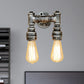 Frendorf | Industriële Bare Bulb Wandlamp Verlichting met Waterpijp 2 Lichten Metallic Wandgemonteerde Lamp in Zwart/Antiek Messing