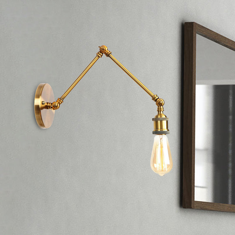 Frendorf | 1 Licht Swing Arm Wandleuchte Licht Industriell Schwarz/Messing Metall Wandleuchtenarmatur für Badezimmer