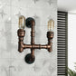 Frendorf | Warehouse Waterpijp Wandlamp met Blootgestelde Gloeilamp 2/3 Lichten IJzeren Wandlamp in Verweerd Koper