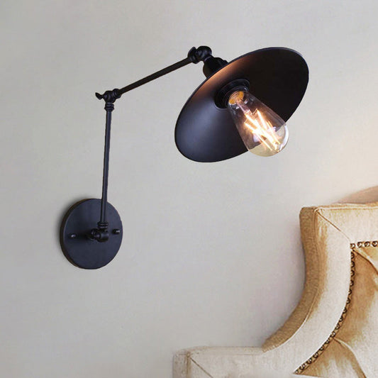Frendorf | Metalen Zwarte/Witte Wandlamp Swingarm 1 Licht Woonkamer Wandlamp Lichtarmatuur met Schotelkap