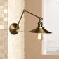 Frendorf | Vintage Stijlvolle Schotel Wandlamp 1 Licht Metaal Wandmontage Lamp met Slingerarm in Messing/Koper