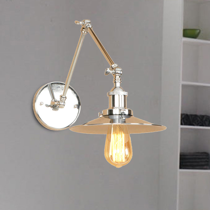 Frendorf | Vintage Stijlvolle Schotel Wandlamp 1 Licht Metaal Wandmontage Lamp met Slingerarm in Messing/Koper