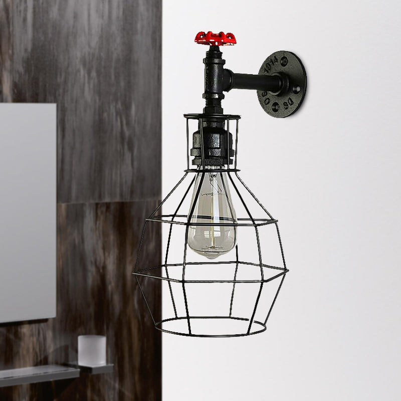 Frendorf | Globe Caged Corridor Wandlamp met Ventiel Deco Vintage Metaal 1 Licht Zwart/Bronze Wandlamp
