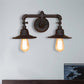 Frendorf | Flared Shade Schlafzimmer Wandlampe Wandleuchte Industrie Metall 2 Lichter Schwarze Oberfläche Wandmontierte Leuchte