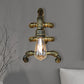 Frendorf | Expose Bulb Badwandverlichting Steampunk IJzer 1 Licht Antiek Messing Wandlamp met Gebogen Pijp