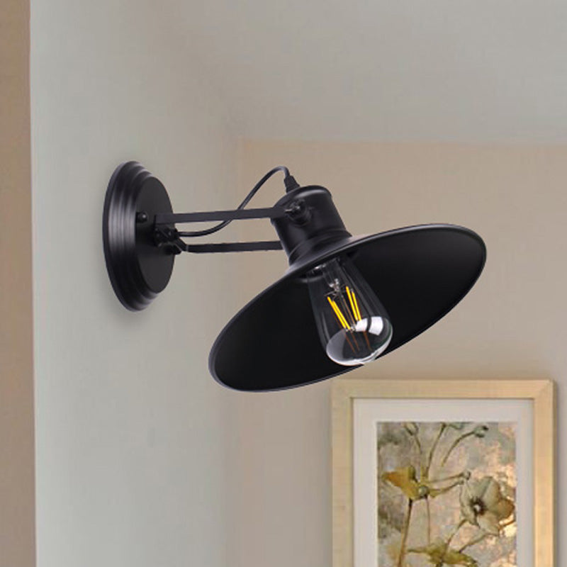 Frendorf | Metallische Untertasse Wandleuchte Antikstil 1-Birnen Flur Wandleuchte Lampe in Schwarz/Rost