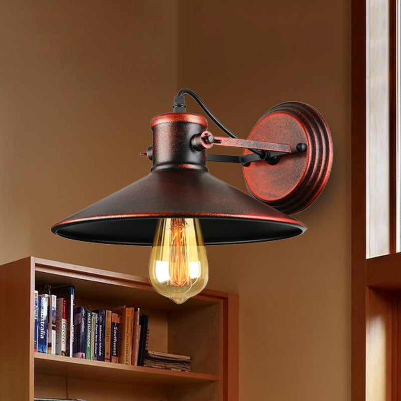Frendorf | Metallische Untertasse Wandleuchte Antikstil 1-Birnen Flur Wandleuchte Lampe in Schwarz/Rost
