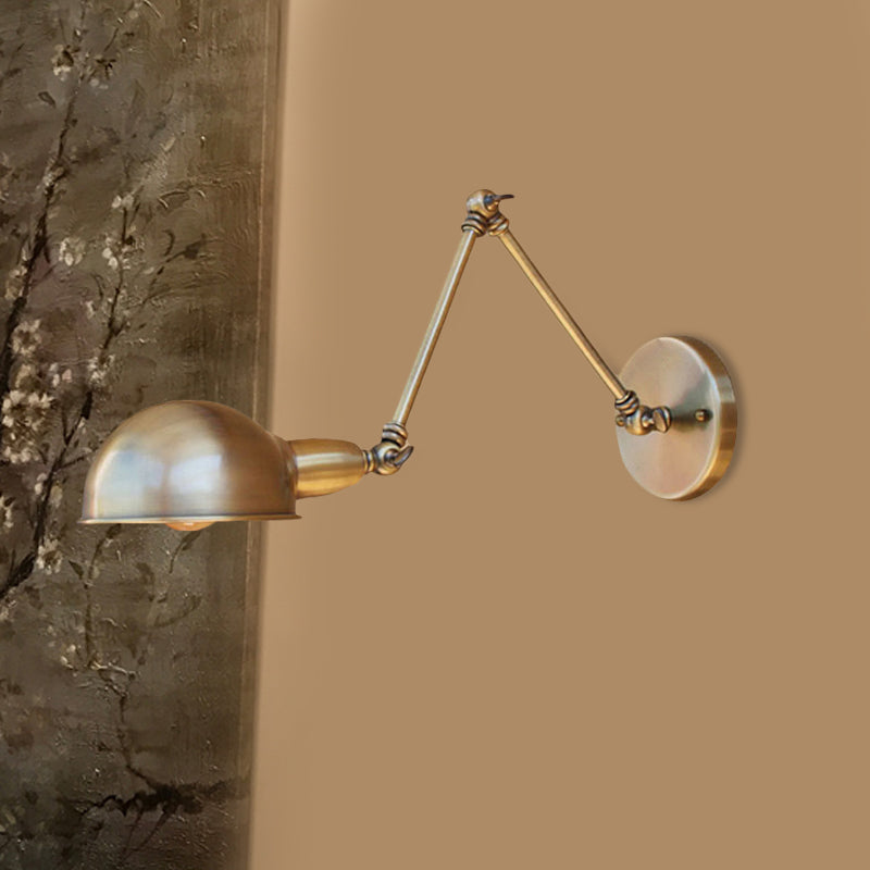 Retro Dome Wandlampe 1 Lampen Metall Wandbeleuchtung mit Schwenkarm in Messing/Chrom für Badezimmer