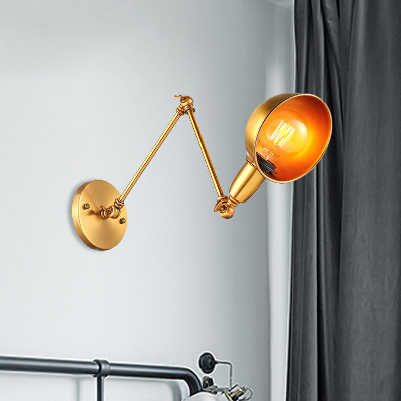 Retro Dome Wandlampe 1 Lampen Metall Wandbeleuchtung mit Schwenkarm in Messing/Chrom für Badezimmer