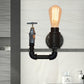 Frendorf | Schwarze Wasserrohr-Wandleuchte Industrielles Metall 1 Licht Wohnzimmer Mini Wandleuchte mit Druckmesser/Armatur Dekoration