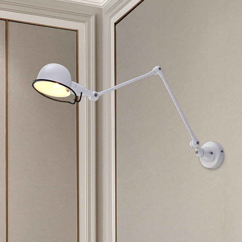 Frendorf | Schwarz/Weiß Schwenkarms Wandlicht mit Schalen-Schirm Industrie Metall 1 Kopf Flur Wandleuchte Lampe