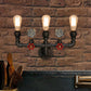Frendorf | 2/3 Lichten Wandmontage Licht mit Pijp und Meter Metall Steampunk Restaurant Wandbeleuchtung in Schwarz