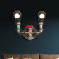 Frendorf | Gealterted Messing 2 Lichten Wandlicht Fixture Rustiek Stijlvol Smeedijzeren Pijp Wandmontage Licht met Waterklep