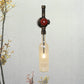 Frendorf | Glas wijnfles muurverlichting rustiek industrieel 1 licht restaurant blauw/doorzichtig wandlamp licht met rode klep