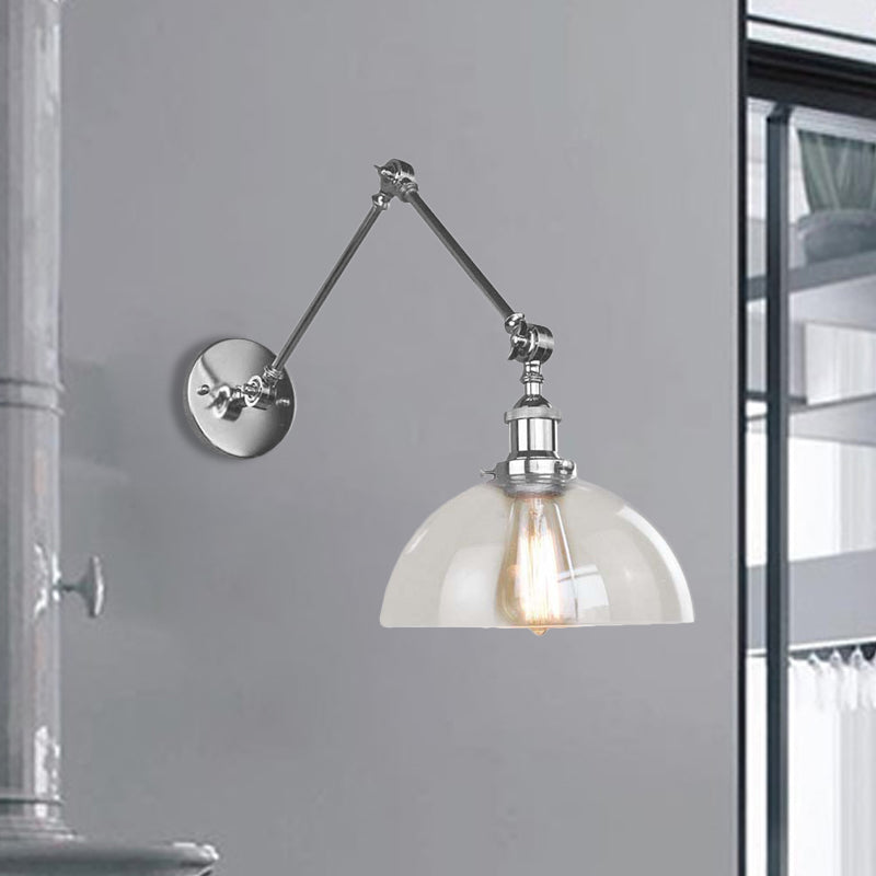 Frendorf | Dome Clear Glass Wandlamp Industrieel Eenvoudige Peertje Eetkamer Sconces Lamp in Chrome