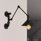 Frendorf | Swing Arm Schlafzimmer Wand Sconce Industrielles Metall 1 Licht Schwarze Wandmontage Lampe mit Kegelshade, 7"/8.5" Breit