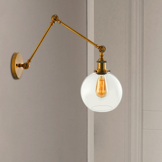Frendorf | Messing Ein Licht Wandlampe Vintage Klarglas Sphärische Beleuchtungseinrichtung für Schlafzimmer