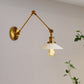 Frendorf | 1 Licht Schotel Schaduw Wandlamp Fixture Industriële Messing/Bronze Frosted Glas Wandlamp met Swing Arm