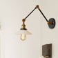 Frendorf | 1 Licht Schotel Schaduw Wandlamp Fixture Industriële Messing/Bronze Frosted Glas Wandlamp met Swing Arm