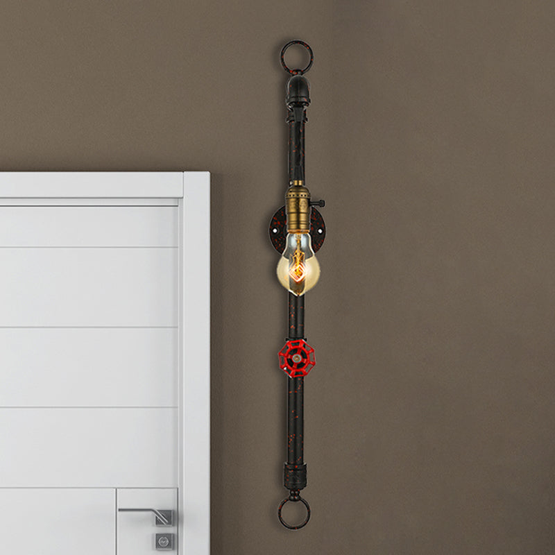 Frendorf | Dunkelrost Rohr Wandbeleuchtung mit Ventil Vintage Stilvolles Metall 1 Licht Wohnzimmer Wandleuchte