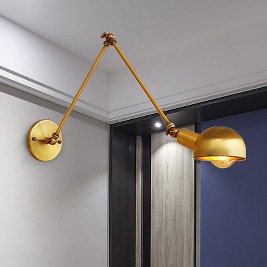 Frendorf | 1 Glühbirne Leselampe Wand Retro-Stil Schalenlampe Eisen verstellbare Wandbeleuchtung in Messing für das Arbeitszimmer