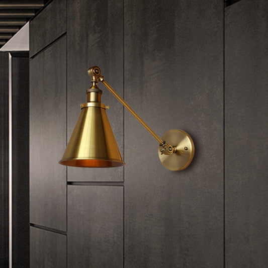 Frendorf | 1 Licht Wandlampe mit Tapse Schatten Metallic Vintage Innen Wandbeleuchtung in Messing, 8"/12" Dia