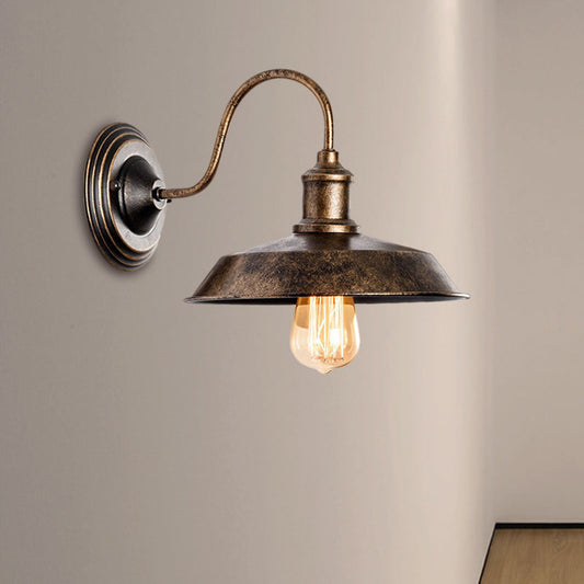 Frendorf | Warehouse Barn Wandmontage Licht 10"/14" Breed 1 Kop Smeedijzeren Wandverlichting met Gansnekarm in Brons
