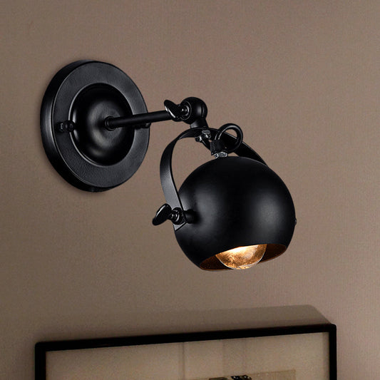 Frendorf | 1 Glühbirne Wandlampe Industrie Global Schirm Metall Verstellbare Wandleuchte in Schwarz für Restaurant