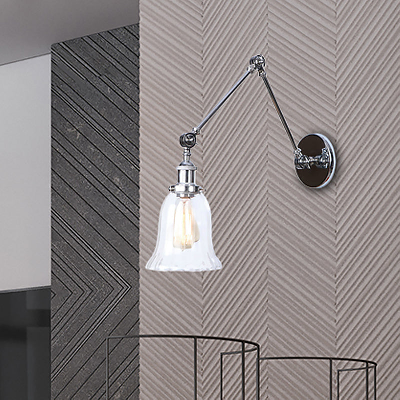 Frendorf | Chrome Ein Licht Wandlampe Vintage Klarglas Glockenbeleuchtung für Wohnzimmer